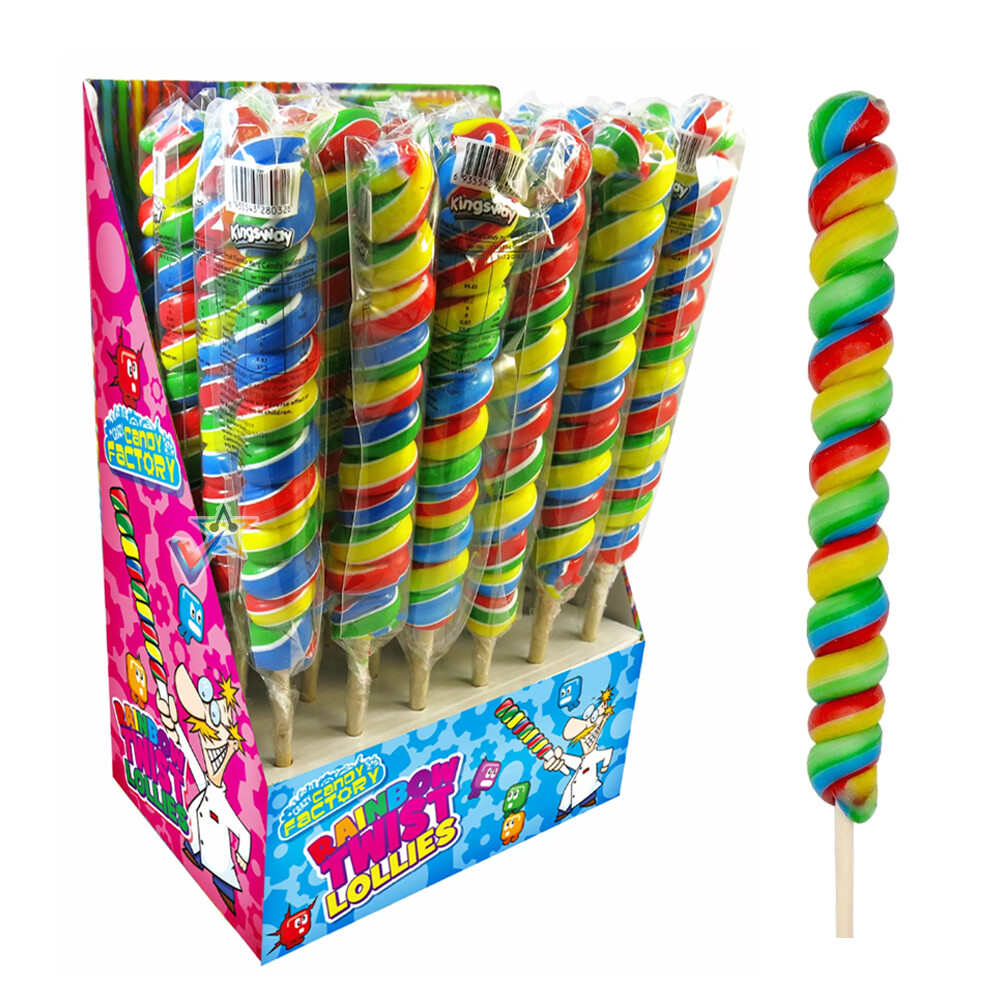 Rainbow Mix Crazy Candy Factory Fruit Flavour Twist Lollipops 55g