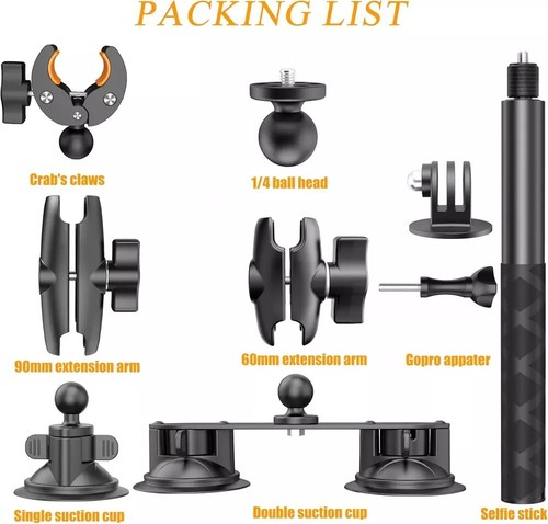 Suction Cup Car Mount Kit for Insta360, Suction Cups Mount with Invisible Selfie - Picture 11 of 13