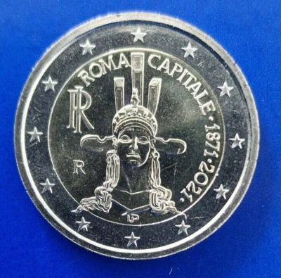 2 Euro 2021  Italien  150 Jahrestag der Erklärung Roms zur Hauptstadt Italiens - Bild 1 von 4