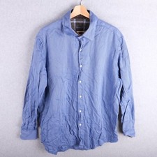 Tasso Elba Blue White Button Casual Dress Shirt Men XL