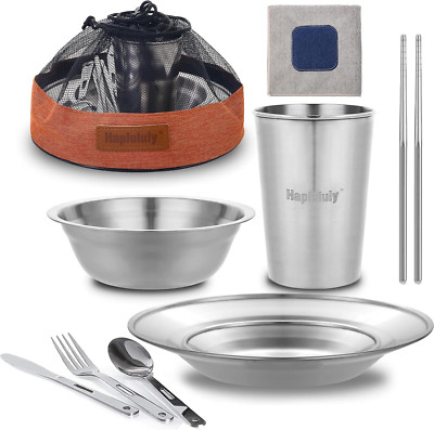 Compact Camping Mess Kit for 1-2 People - Dishes & Utensils Set