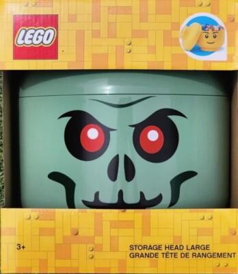   Lego LARGE Green Skeleton Zombie Storage Head Container Halloween Decor NEW!