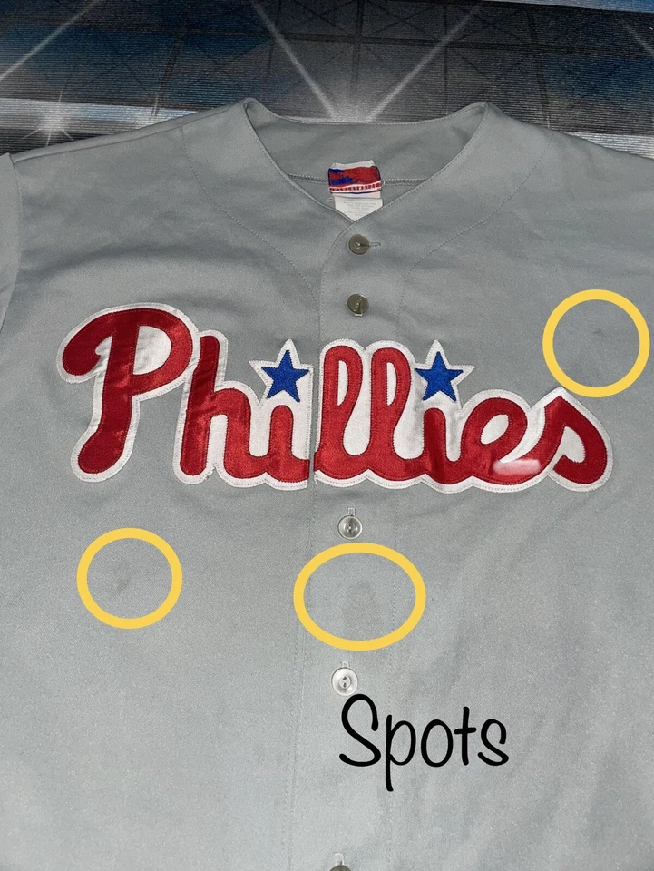 Camiseta masculina vintage Philadelphia Phillies Jim Thome #25 Majestic tamanho grande usada - Imagem 2 de 4