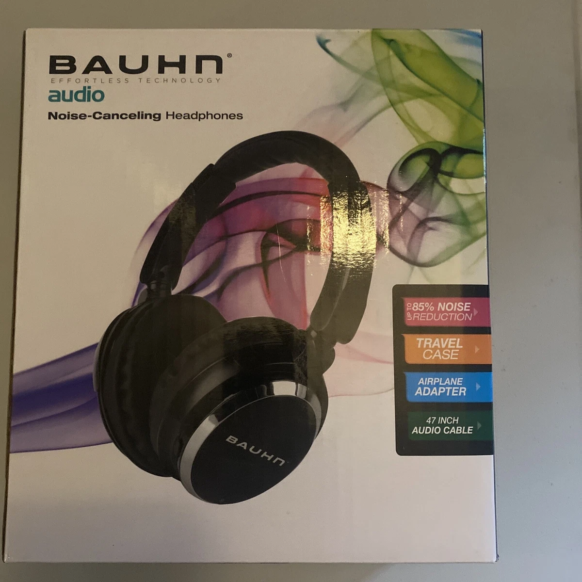 Bauhn Noise Cancelling Headphones Gloss Black AHP 1192 With Original Box