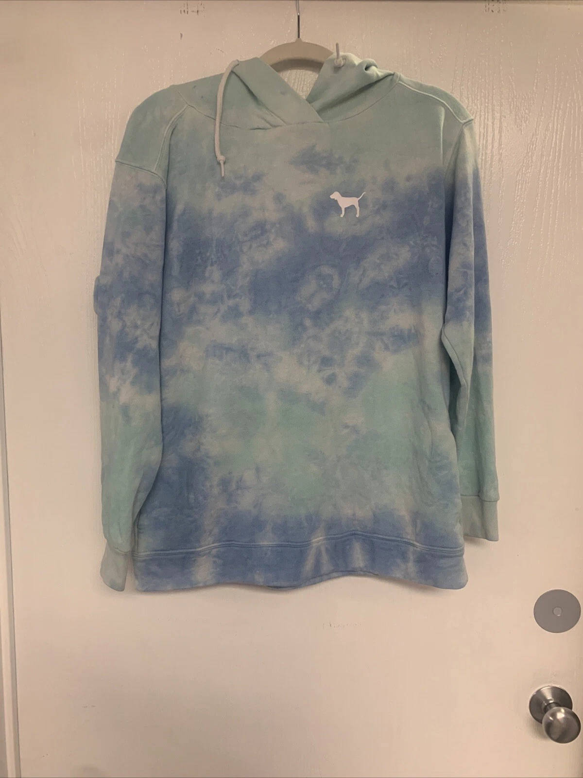 UNDERCOVER Victoria's Secret Maglione Donna L Tye Dye Blu Pullover Felpa con Cappuccio XS