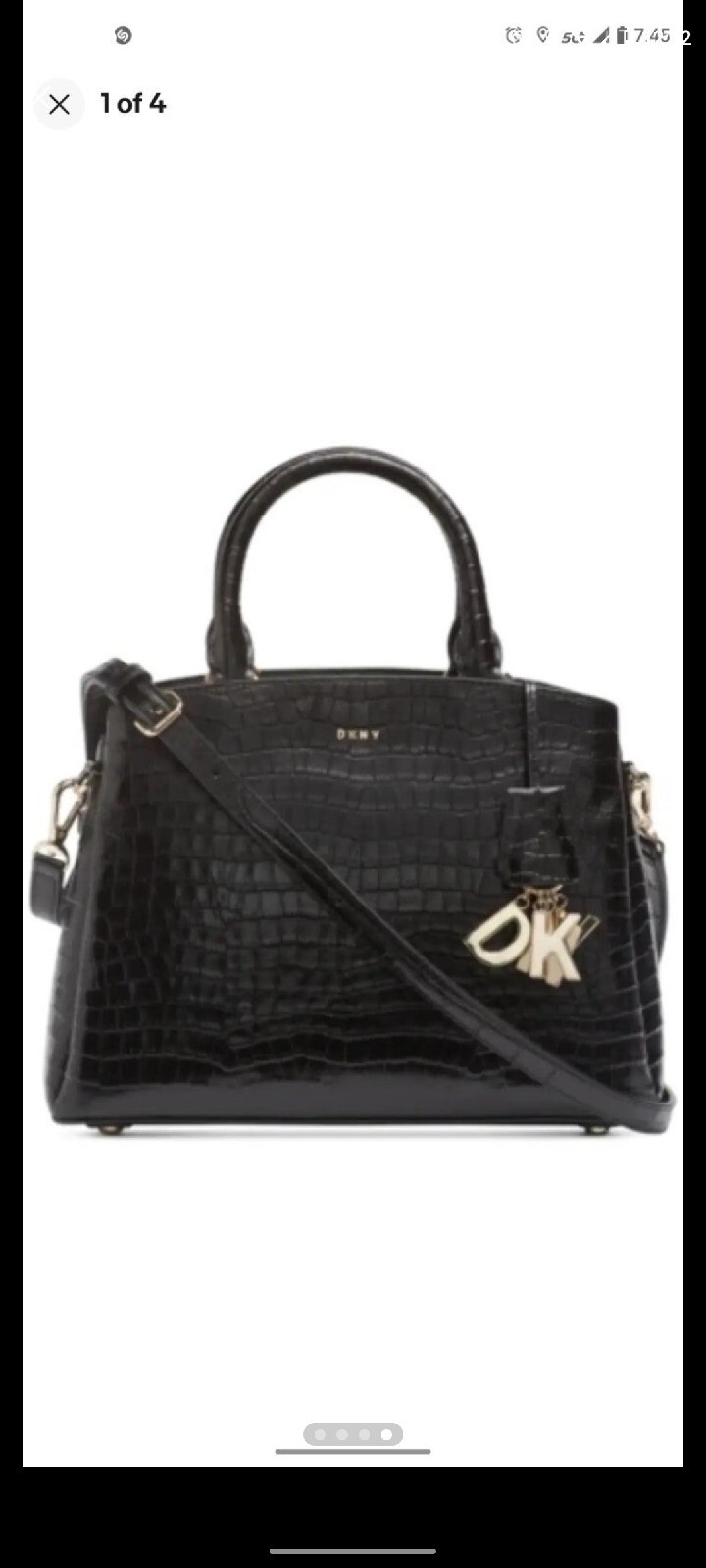 DKNY Paige Leather Croc-Embossed Satchel NWOT BlackClosure:Zip   ... image 2