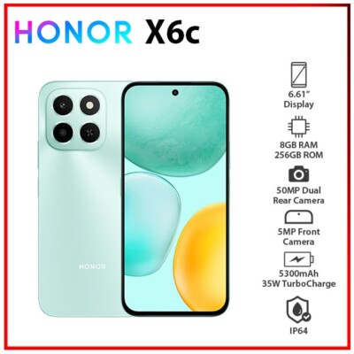 (New) HONOR X6c 8GB+256GB CYAN Dual SIM Unlocked Octa Core Android Mobile Phone