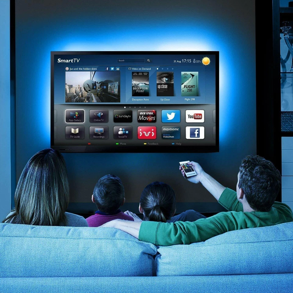 1m 2m 3m 4m 5m LED 5050 RGB Strip Lights Dimmable TV Back Lighting+Remote USB 5V - Image 2 of 4