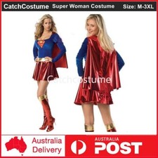 Adult Superwoman Supergirl Super Hero Halloween Fancy Dress Up Party Costume