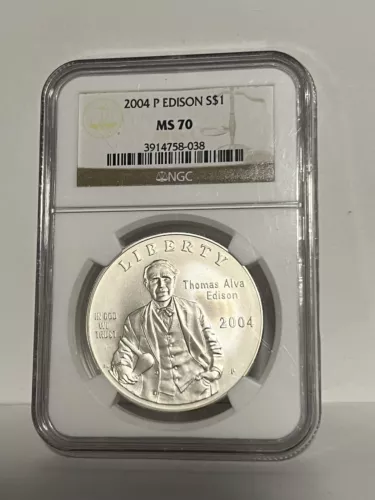 2004 P Edison Silver $1 NGC MS70