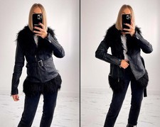 Faux Leather Jacket With Fur Trim