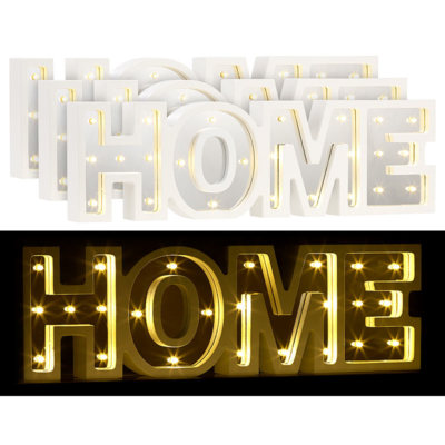 Lunartec LED-Schriftzug ''HOME'' aus Holz & Spiegeln mit Timer, 3er-Set