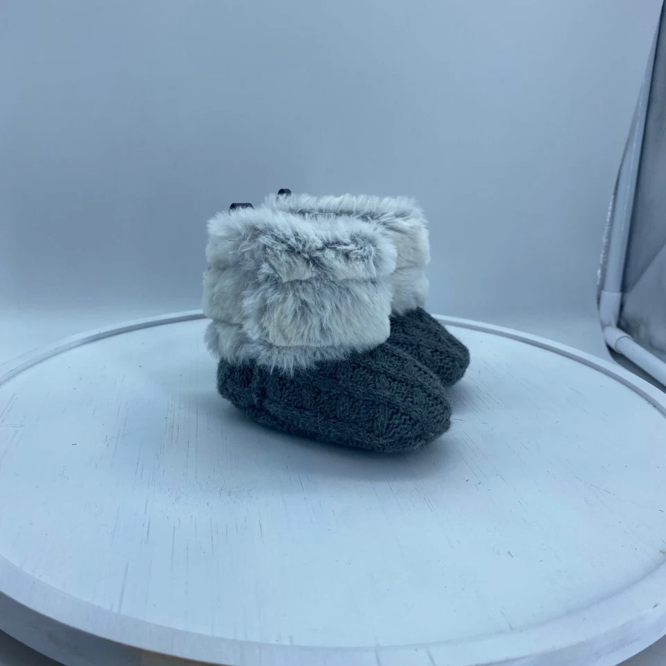Botas de inverno Stepping Stones bebê 3-6M 3-6 meses malha de pele sintética cinza - Imagem 4 de 4