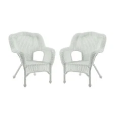 Camelback Resin Wicker Patio Chairs, White (Set of 2)