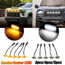 Smoked Amber/White LED Front Grille Lights For Chevy Silverado1500 Raptor Style
