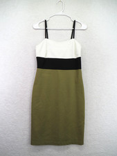 Banana Republic Dress Womens 4 Green Black Colorblock Sheath Spaghetti Straps