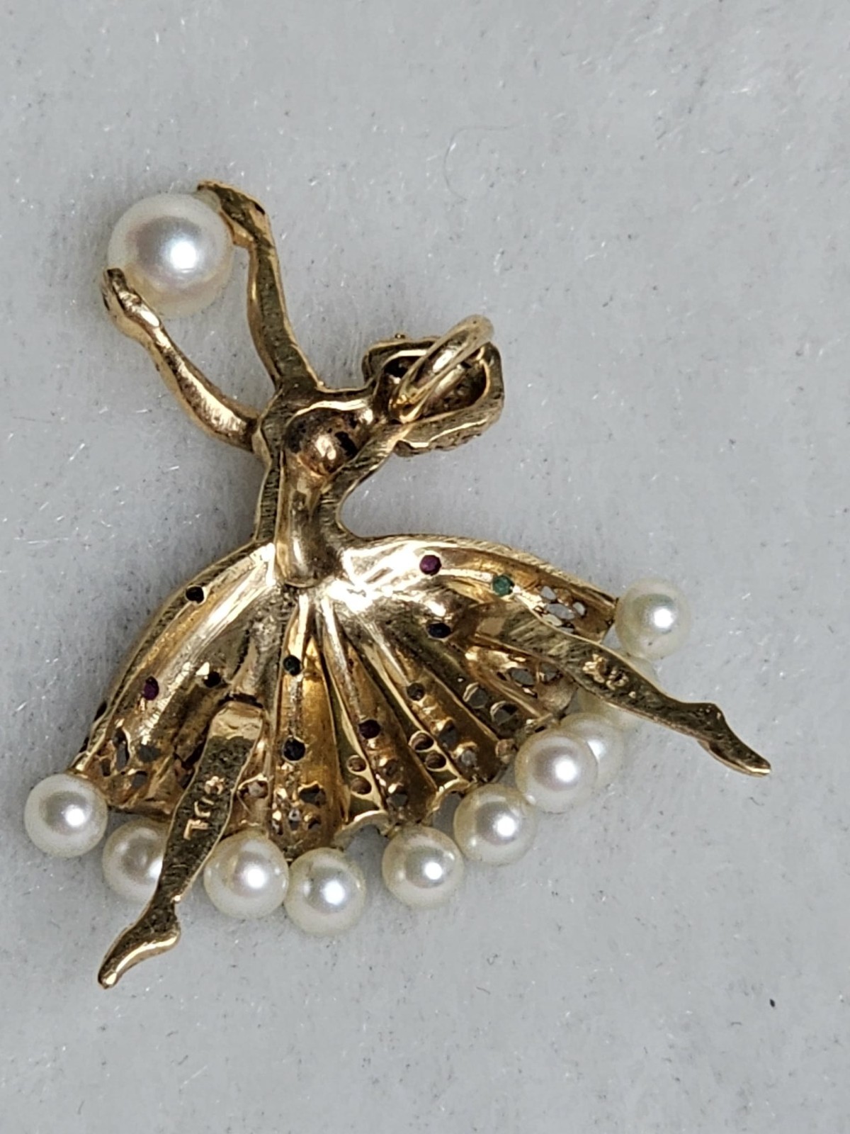 Vintage Solid 14k Gold Ruby Sapphire Diamond Emer… - image 7