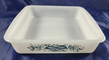 Vintage Glasbake 8" Square Casserole Dish Blue Onion #J2428 Made In The USA