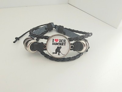 Eishockey Verstellbares Armband I Love Eishockey PU Lederarmband 