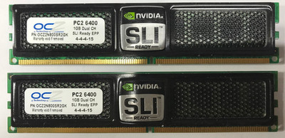 OCZ SLI Ready EPP 2GB (2x1GB) DDR2 OCZ2N800SR2GK PC2 6400 4-4-4-12 Dual CH#R2719