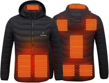 2025 Heated Hoodie Zip Heated Jacket Multiple Heating Zones Coat with 3 Heati...