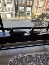 Early 1900s Antique Decoy Duck Hand Carved Wood long back And Leather hand made