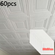 60pcs 3D Ceiling Wall Sticker Foam Self-Adhesive Wallpaper Peel&Stick Waterproof