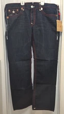 Vintage True Religion Men's Denim Jeans Size 42x34 Ricky Super T Red White Blue