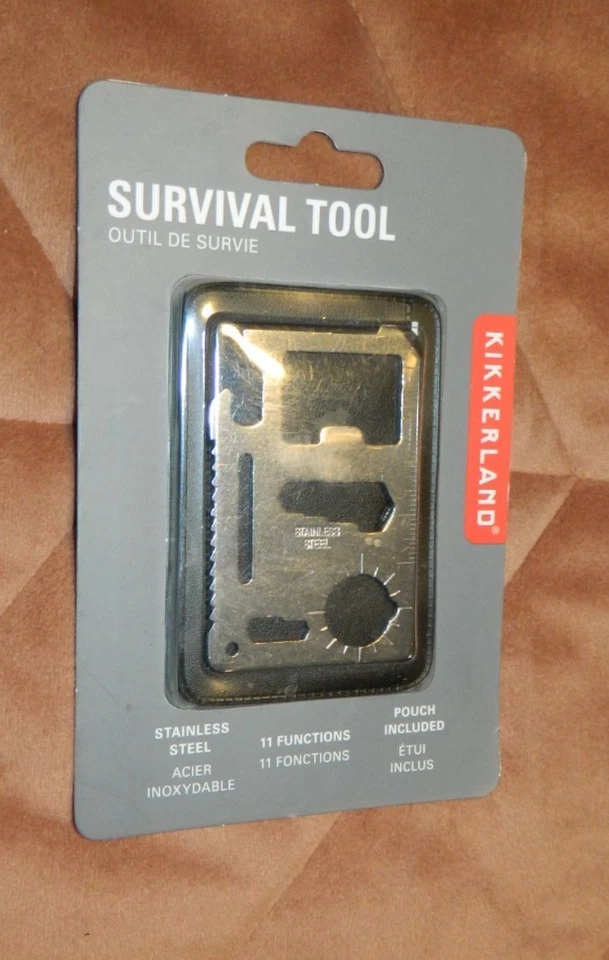 New KIKKERLAND SURVIVAL TOOL 11 Functions Stainless Steel with Pouch - Image 3 of 4