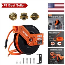 Retractable Air Hose Reel 3/8 Inch x 50 Feet 300 PSI Ceiling Wall Mount Hybrid