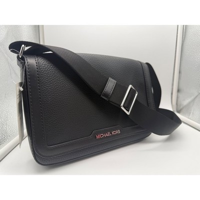 Michael Kors Men's Black Messenger Crossbody Bag Pebbled Leather NWT $168 MSRP