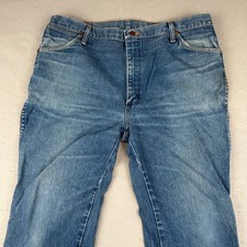 Vintage Wrangler Jeans Mens Fits 36x30 Blue Whiskers Made In USA Bootcut 80s 945
