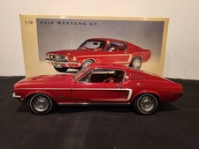 Autoart 1/18 Scale 1968 Ford Mustang GT 390 in Red, Displayed, Good Cond.