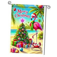 Merry Christmas Garden Flag Winter Cute Flamingos Decorative Garden Ri50237