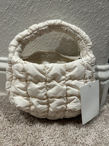 COS Micro Quilted Top Handle Bag Cream Puffer