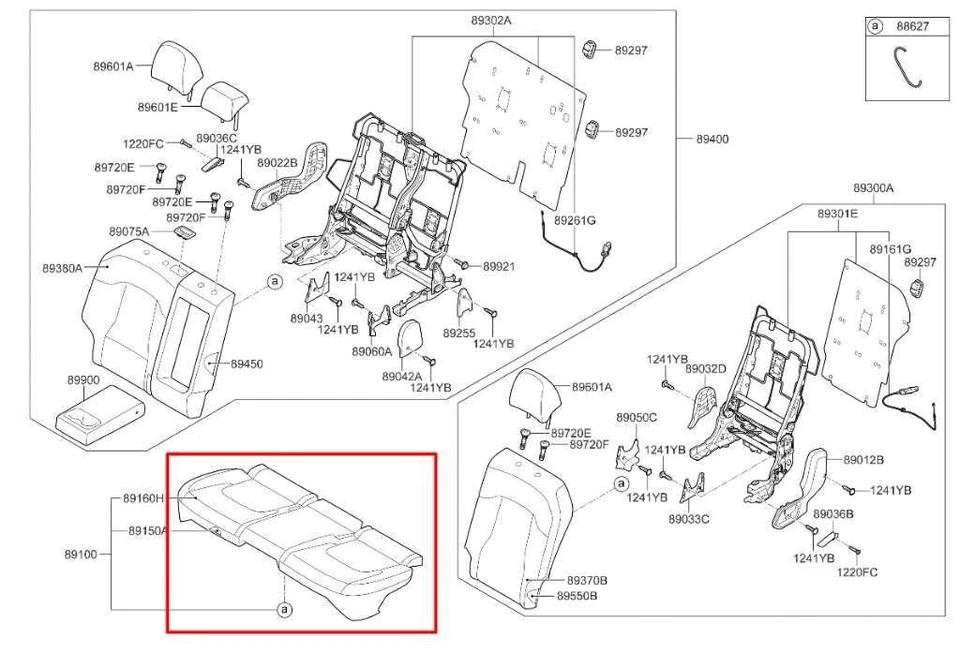 Заднее сиденье 2023-2025 Kia Sportage Hybrid EX 1,6 л полный привод 2-й ряд нижняя подушка снизу - Изображение 2 из 4
