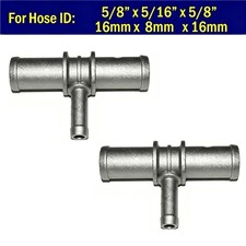 2pcs 58x58x516 Tee Aluminum Coolant Heater Hose Fitting Metal Connector 2pcs 58x58x516 Tee Aluminum Coolant Heater Hose Fitting Metal Connector