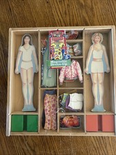 Melissa Doug Magnetic Dress-Up Wooden Dolls 38 Pc. Wood Case
