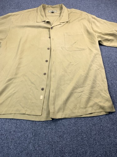 Tommy Bahama Hemd Herren 2XL Gelb Kurzarm Knopfleiste Strand Seide