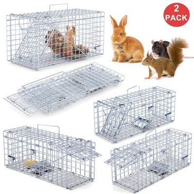 2pcs Folding Live Animal Trap Cage Squirrel Chipmunk Raccoon Rodent Mouse Trap