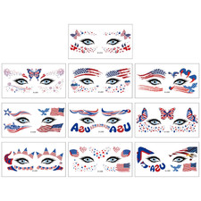 10 Sheets 4th of July Face Temporary Tattoo Sticker, Independence Day Face Eyes