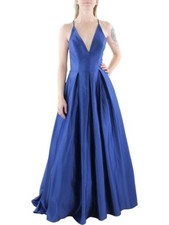 BLONDIE NITES Womens Dress Blue Illusion Strappy Back Bodice Juniors 3