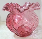 Fenton Cranberry Petticoat Diamond Optic Flower Vase