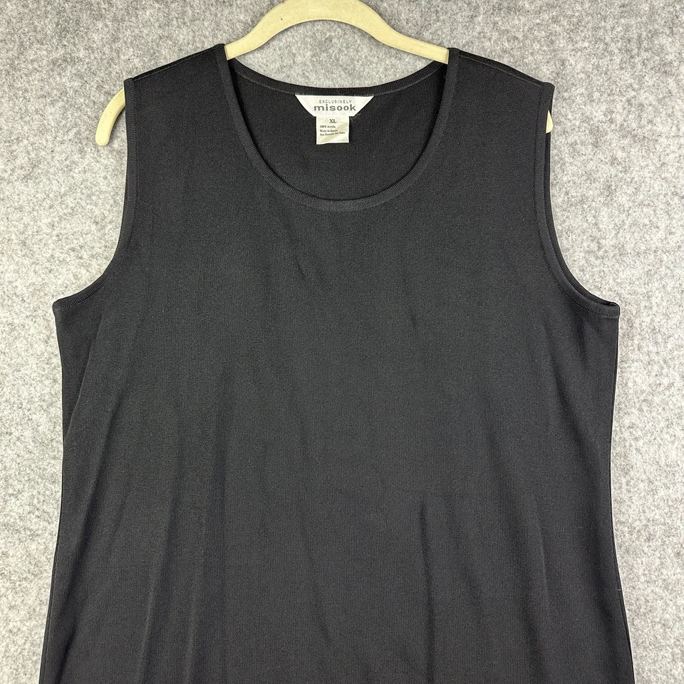 Vestido exclusivo Misook para mujer XL negro cambio tejido pesado clásico midi mínimo Foto 2 de 4