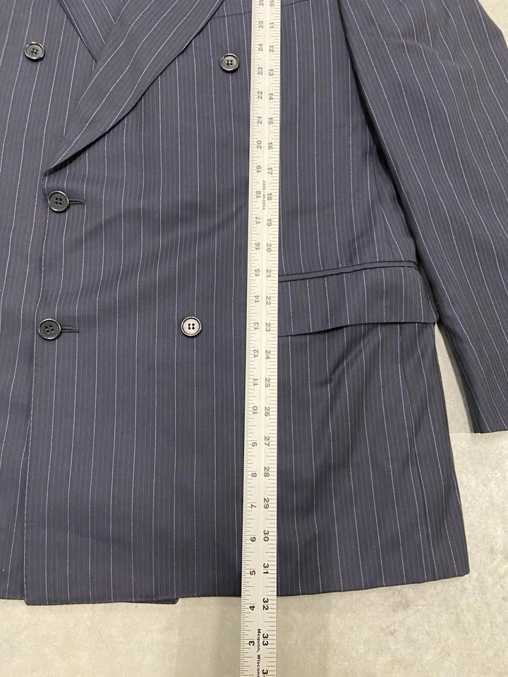 Chaqueta Blazer Canali 38r Azul Marino Super 120s Lana Pico Solapa Doble Pecho Italia Foto 4 de 4