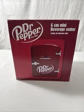 Dr. Pepper 6-Can Mini Personal Fridge Cooler Retro Style, Compact & Portable 4L