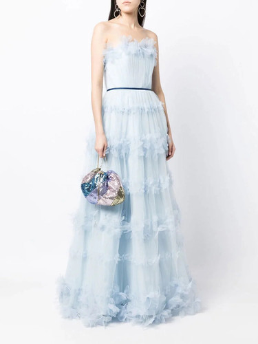 Marchesa Notte Tulle Ballgown - Light blue - Size 6, 14