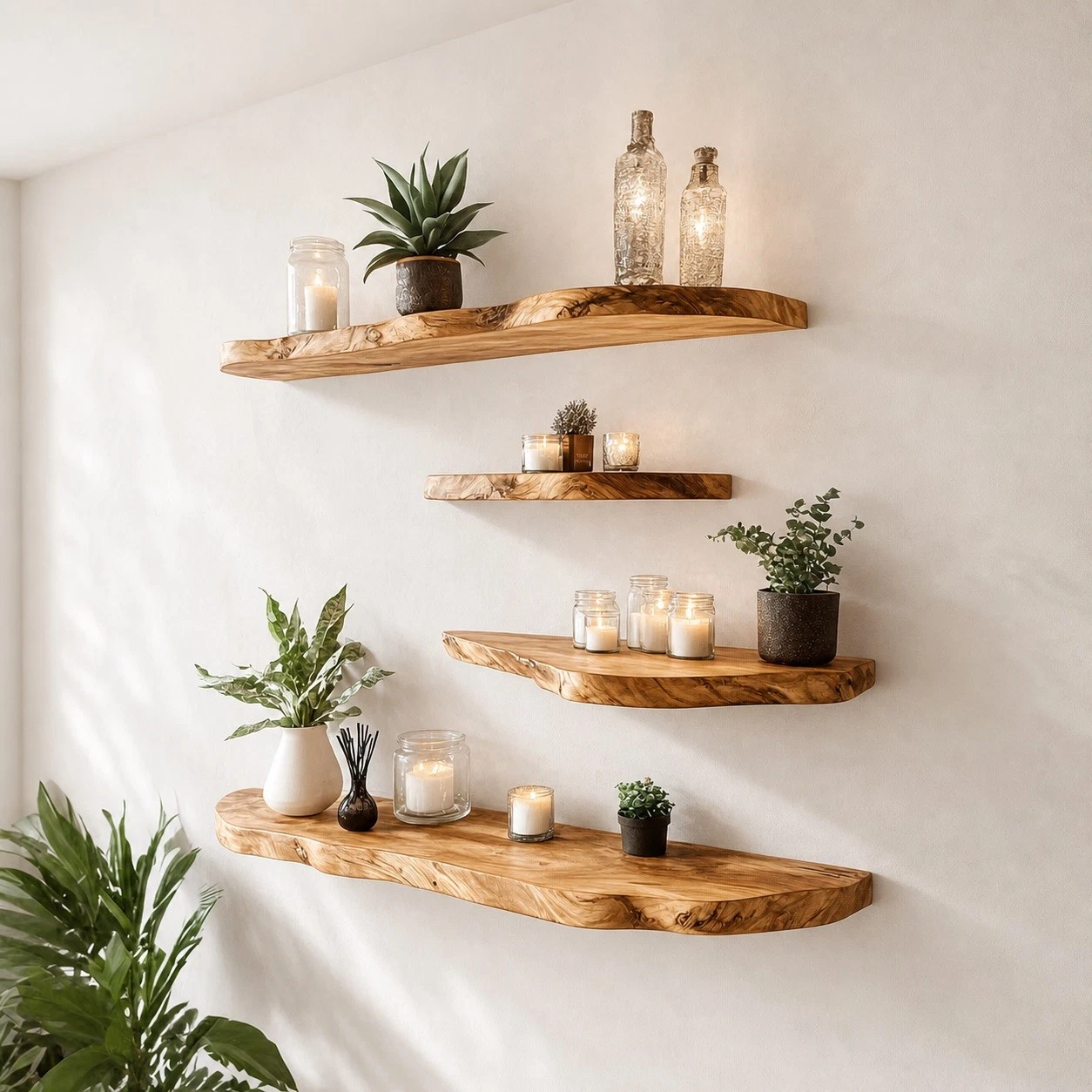 Kitchen shelf Decorative Handcrafted Wooden Wall Mount live edge floating shelve