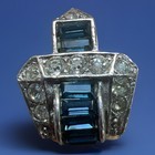 BOUCHER Blue Baguette Rhinestone Vintage Earring Set — photo 4