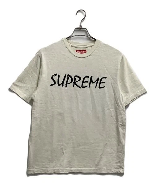 Supreme S/S T Shirt Homme Couleur Crème Lumineuse Logo Manuscrit Coton